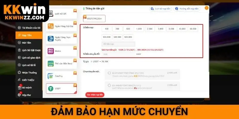 Đảm bảo hạn mức chuyển